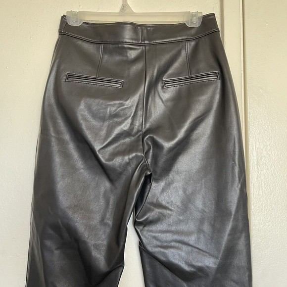 Ann Taylor Pants Size 4 Petite Imitation Leather High Waist Punkcore Rock Edgy - Picture 4 of 13